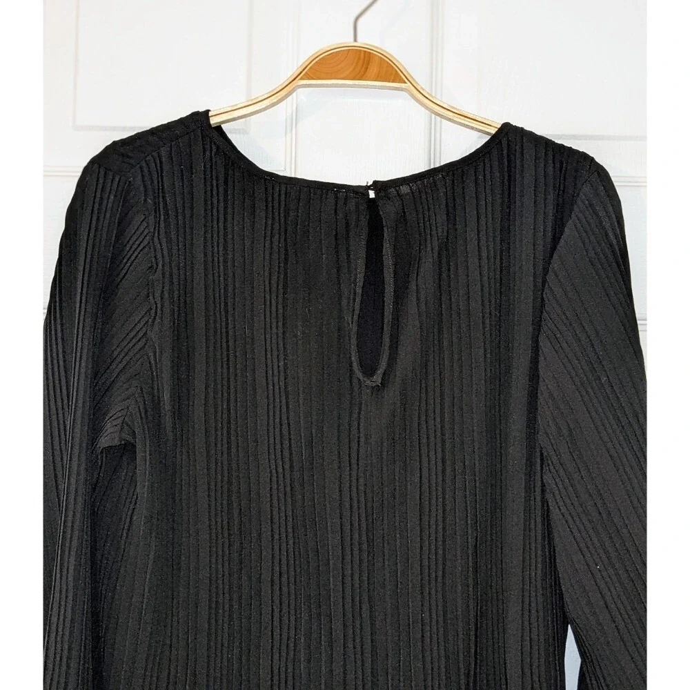 Michael Kors Pleated Mini Dress Long Sleeve Black Party Cocktail Size M NWT $175